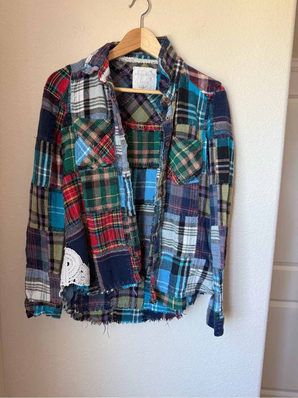Free People We the Free Lost in Plaid Button Up Size XS